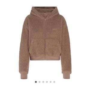 NWT SKIMS TEDDY ZIP UP HOODIE Jacket DESERT M